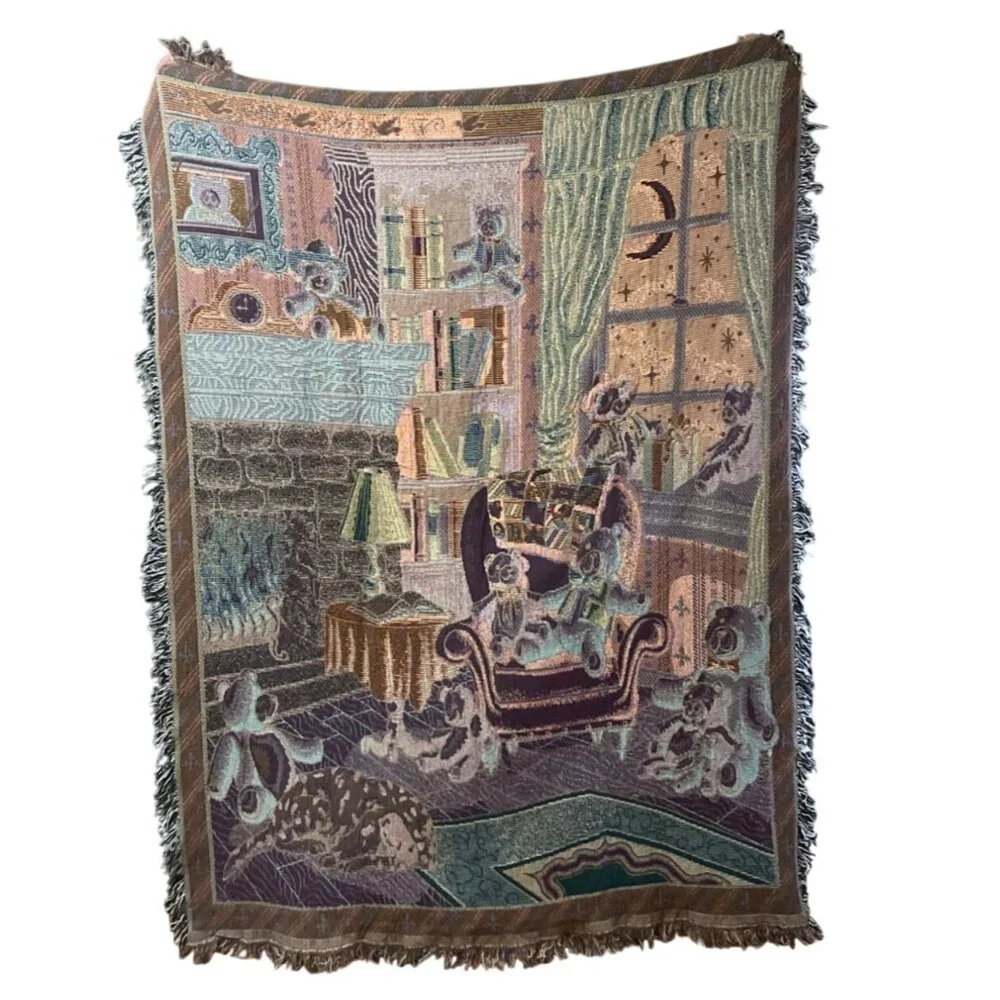 Sugar Street The Bears Den Woven Tapestry Throw Blanket Dalmatian Fireplace